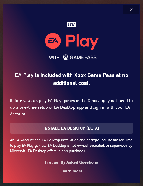 Bought Game Pass Ultimate, Installed EA Beta, But cannot play Dragon Age, says need to... [​IMG]