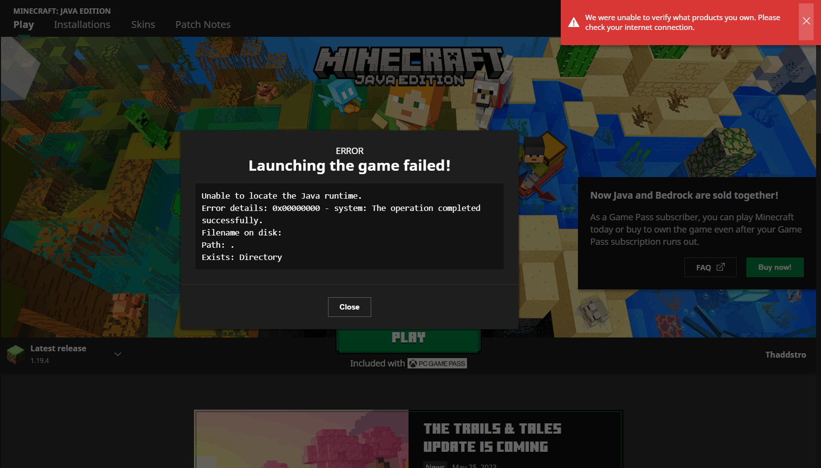 Minecraft Launcher keeps failing on laptop. [​IMG]