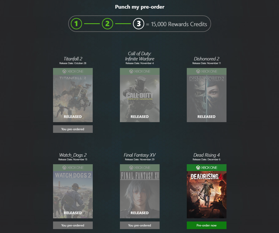 Games on Demand Punch Card not rewarding 3rd pre-order [​IMG]