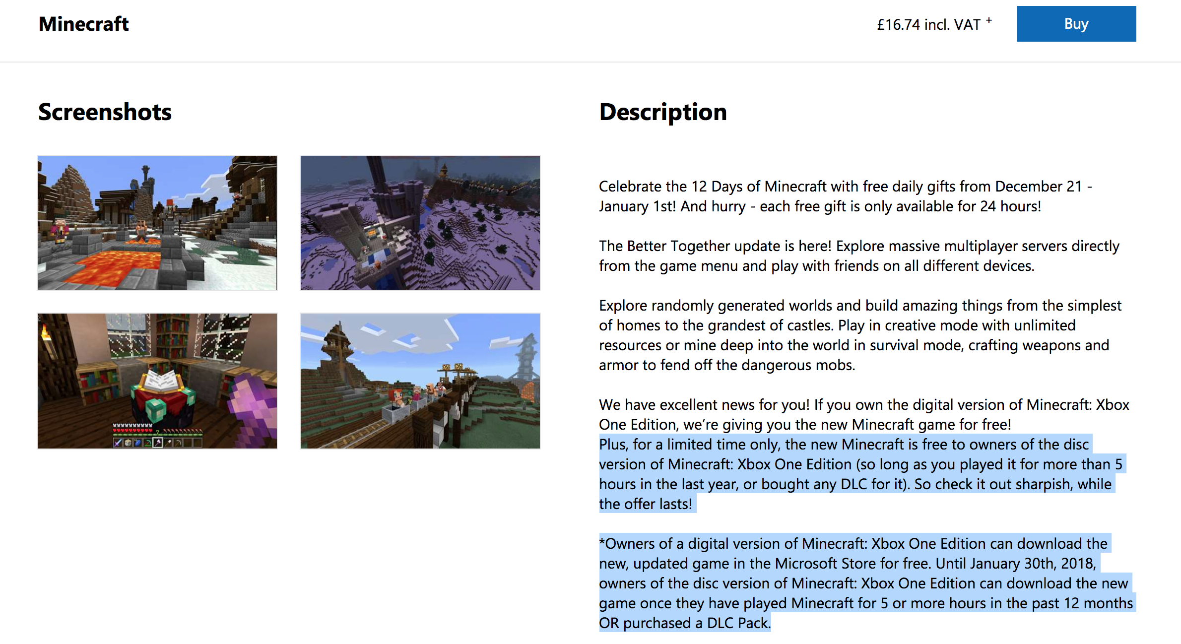 SUPPORT REQUIRED for Minecraft promotion to upgrade from Disc to Digital version with ... [​IMG]