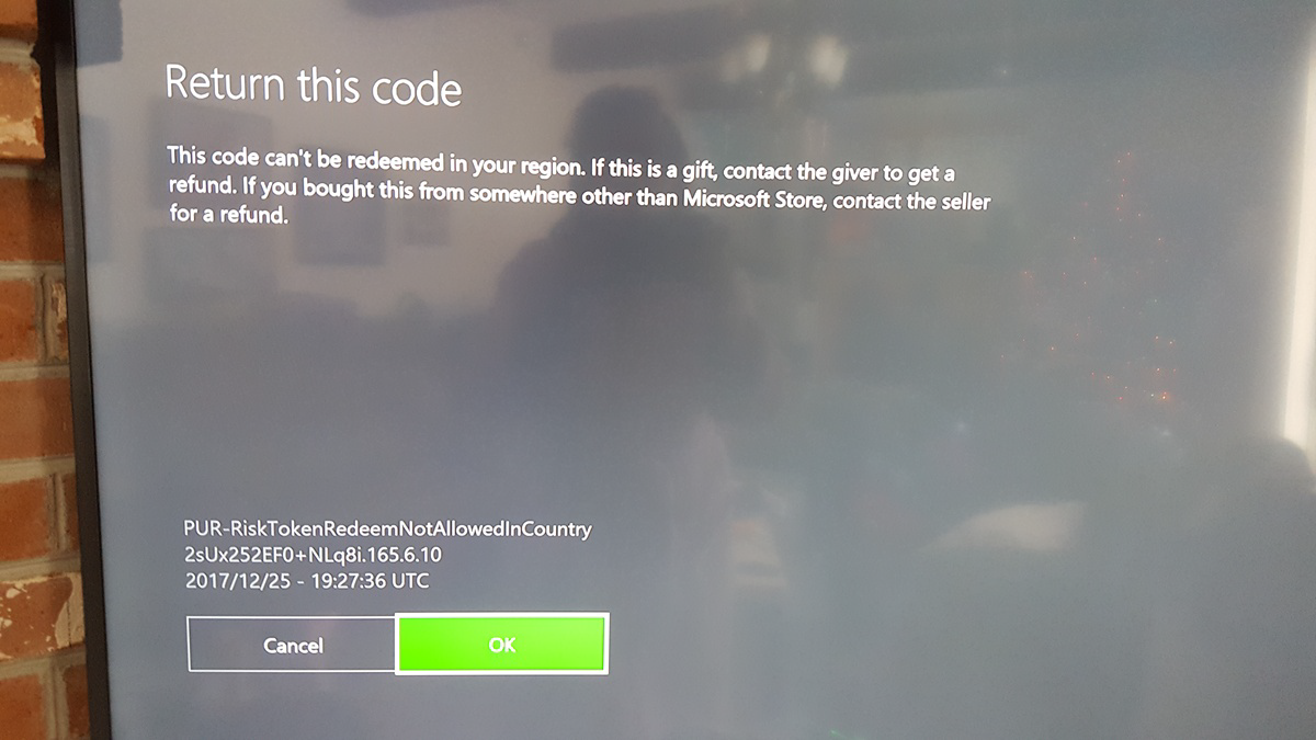 Xbox Live code can't be redeemed in my region [​IMG]