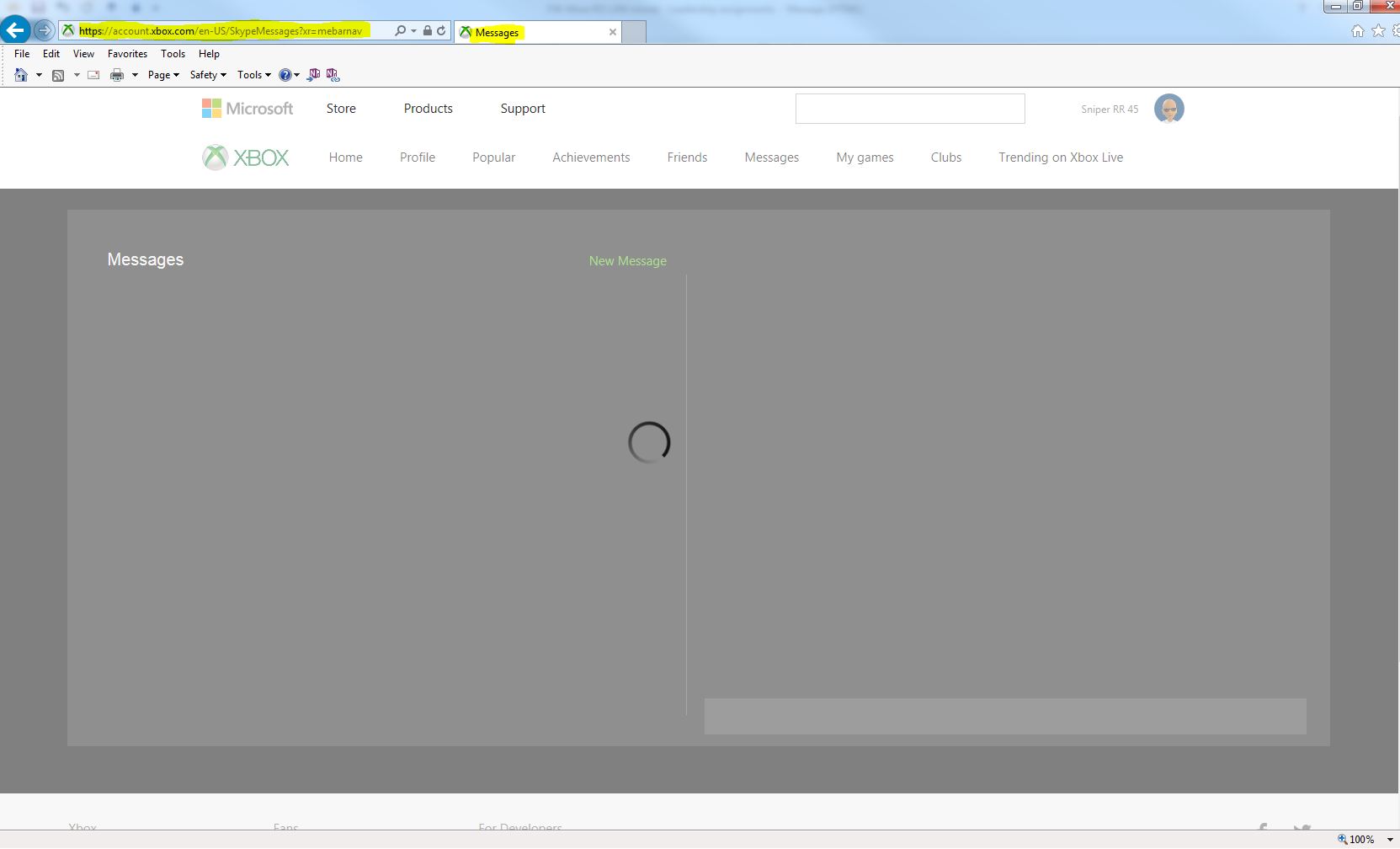 Xbox.com Messages just spinning [​IMG]