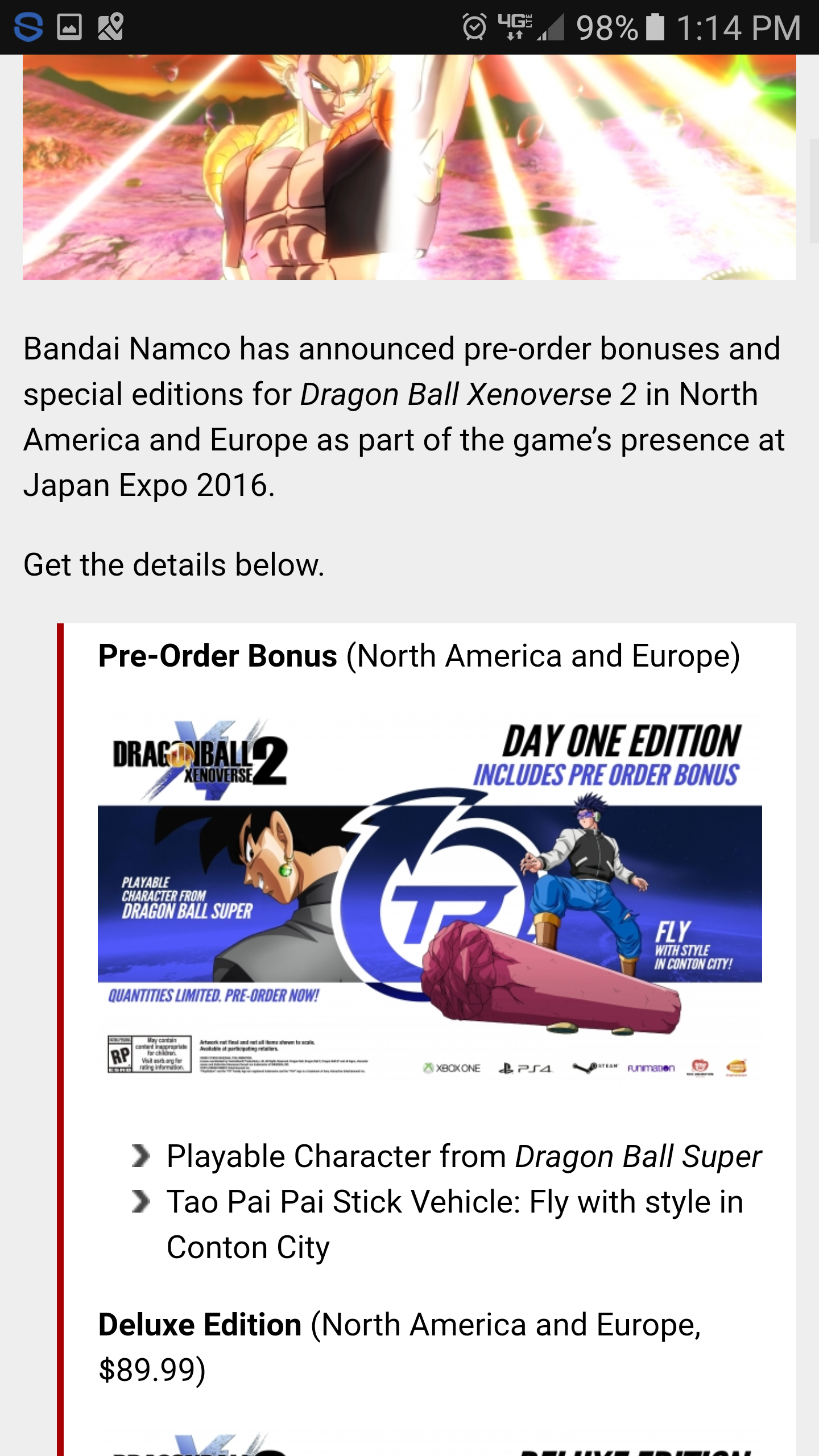 Dragon ball Xenoverse Pre-order missing [​IMG]