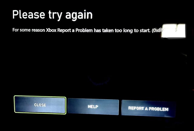 Oh the irony! Need to report a problem for the Report a problem. (Quick console reset fixed... [​IMG]