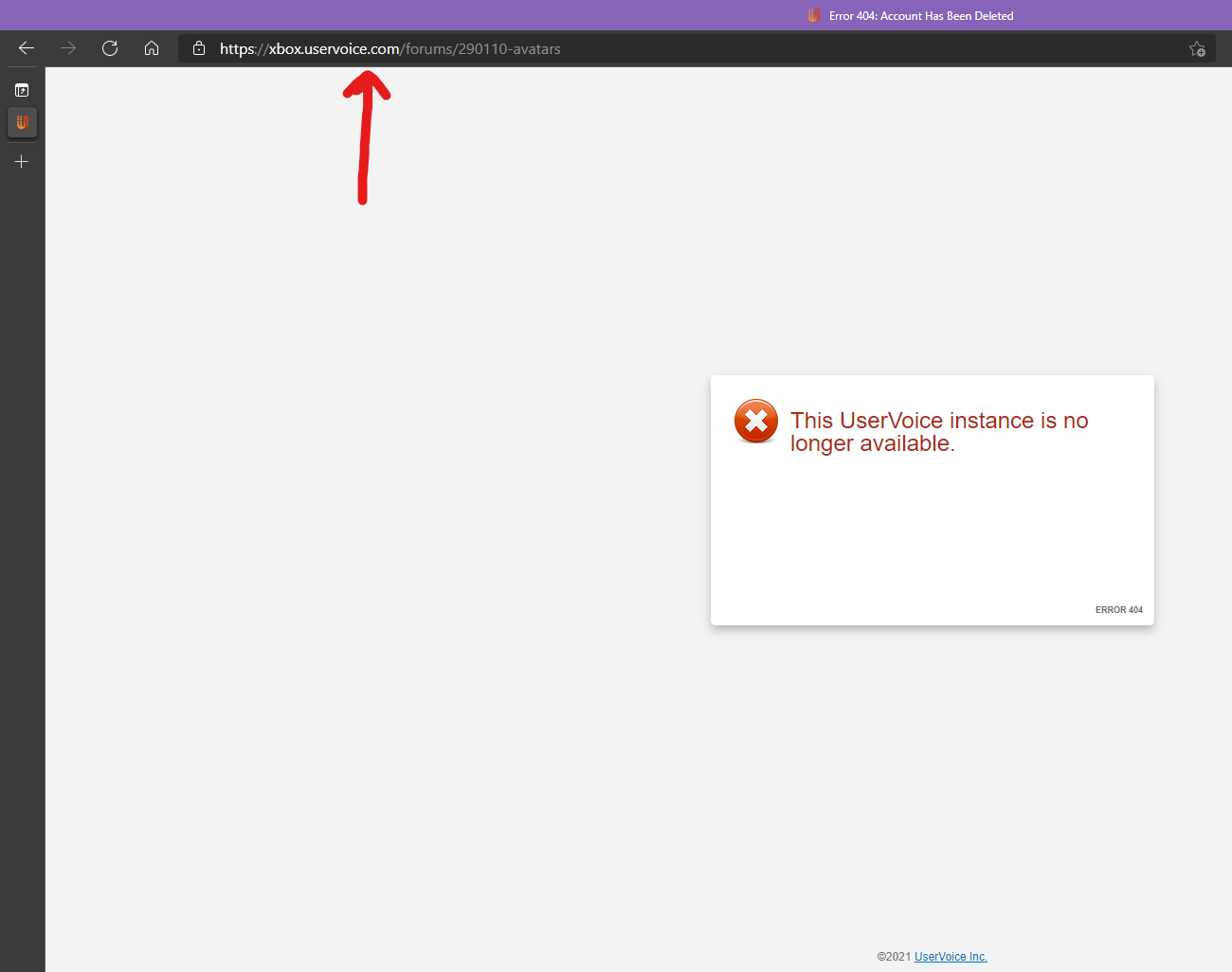 Xbox UserVoice link is broken in Xbox Avatar Editor app on Windows 10 [​IMG]