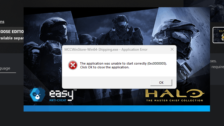 Halo MCC on PC Gamepass not launch - Application Error after Anti Cheat screen. [​IMG]
