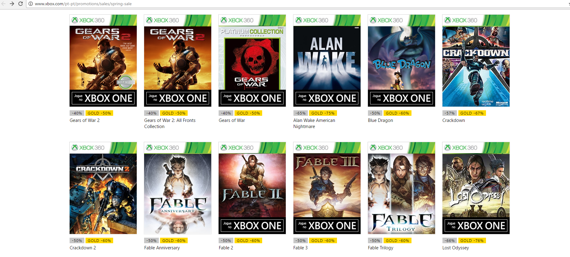 Incorrect prices for the Xbox 360 Spring Sale promotion. [Portugal] [​IMG]