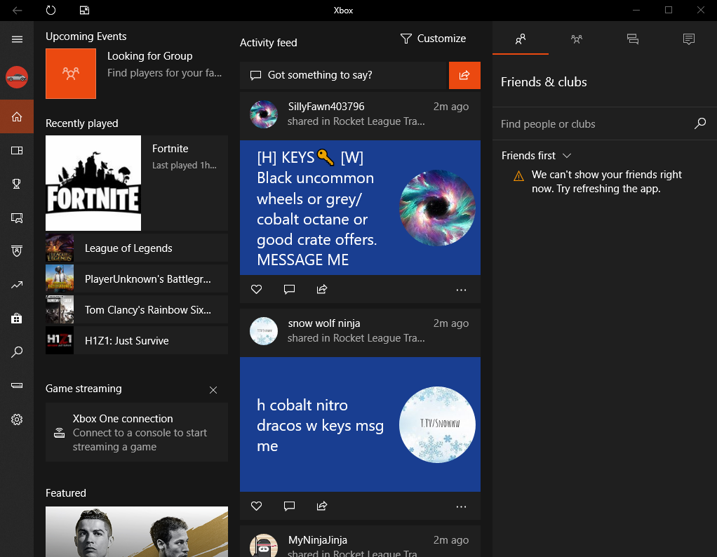 Friends list not showing on Xbox app for PC [​IMG]