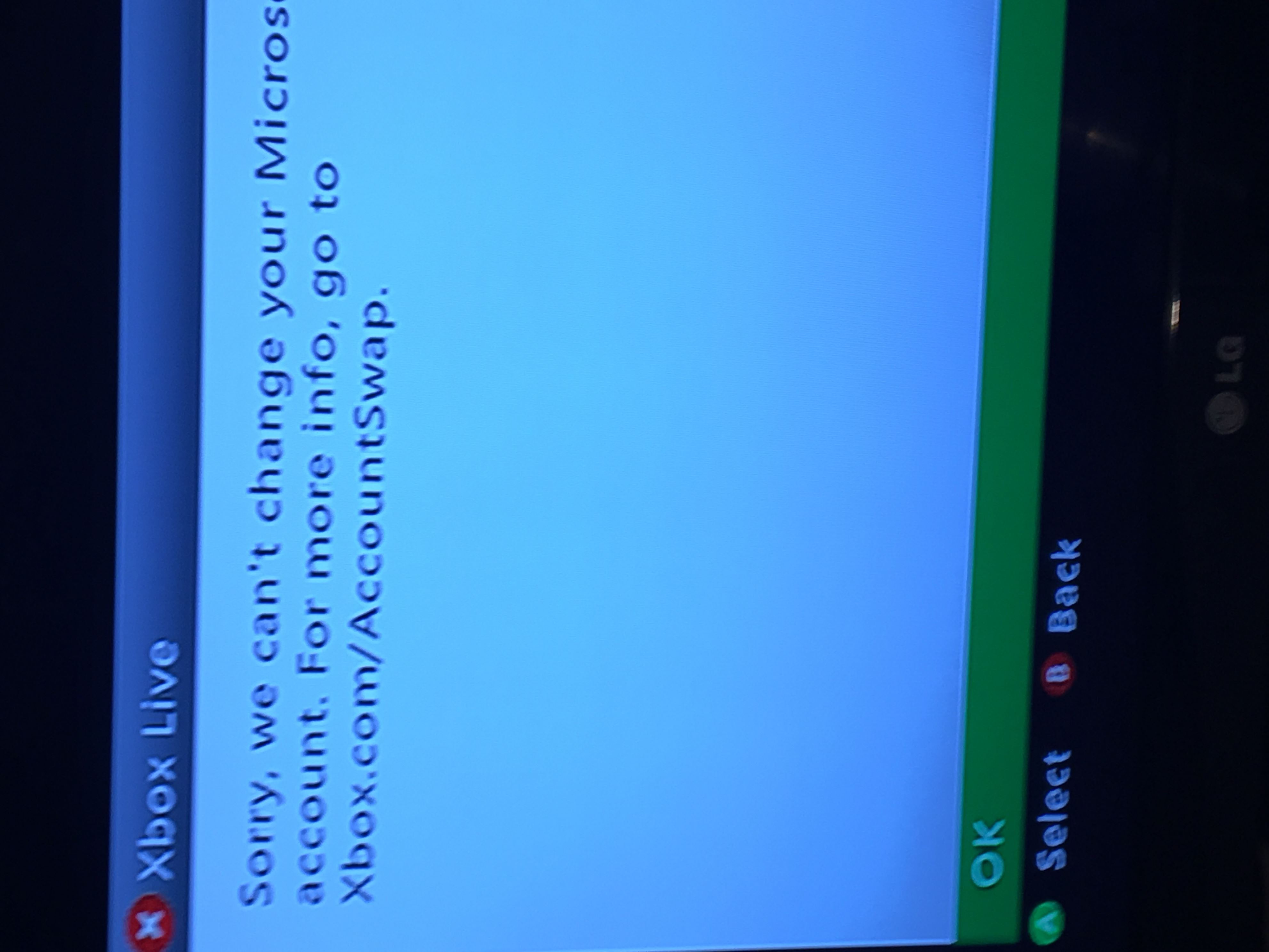 Trying to change Microsoft account for Xbox live profile, comes up with a misleading alert [​IMG]