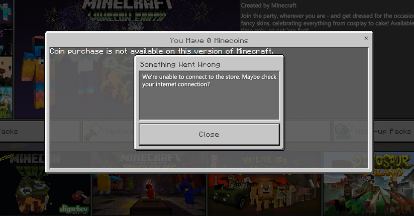 Coin Purchase not available on this version of minecraft [​IMG]