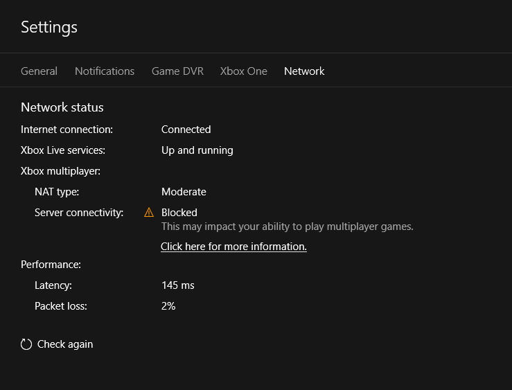 Xbox App Win 10 Nat Type and Server connectivity [​IMG]