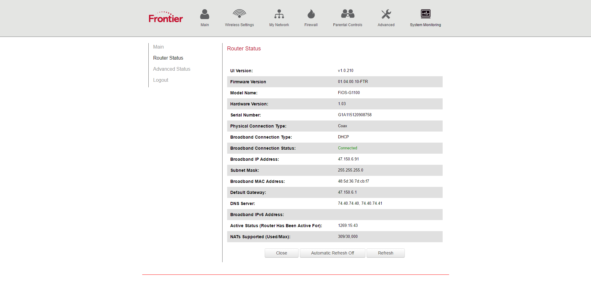 Slow wireless download speeds - New Frontier fios-g1100 modem/router [​IMG]