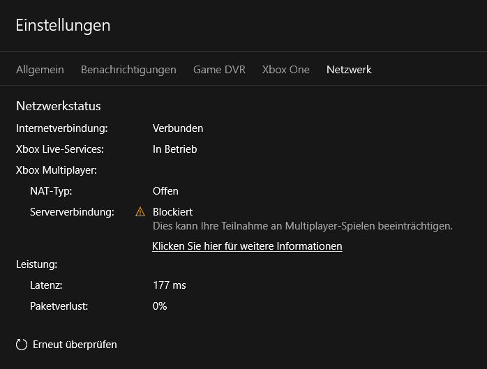 Xbox windows 10 app server-connection shows up as blocked (None of the official solutions ... [​IMG]