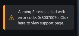 Minecraft Launcher won't install - error code: 0x8007007e [​IMG]