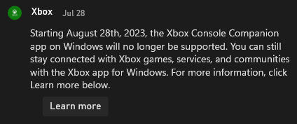Why is xbox console companions services discontinuing? My belief of why it should be upheld... [​IMG]