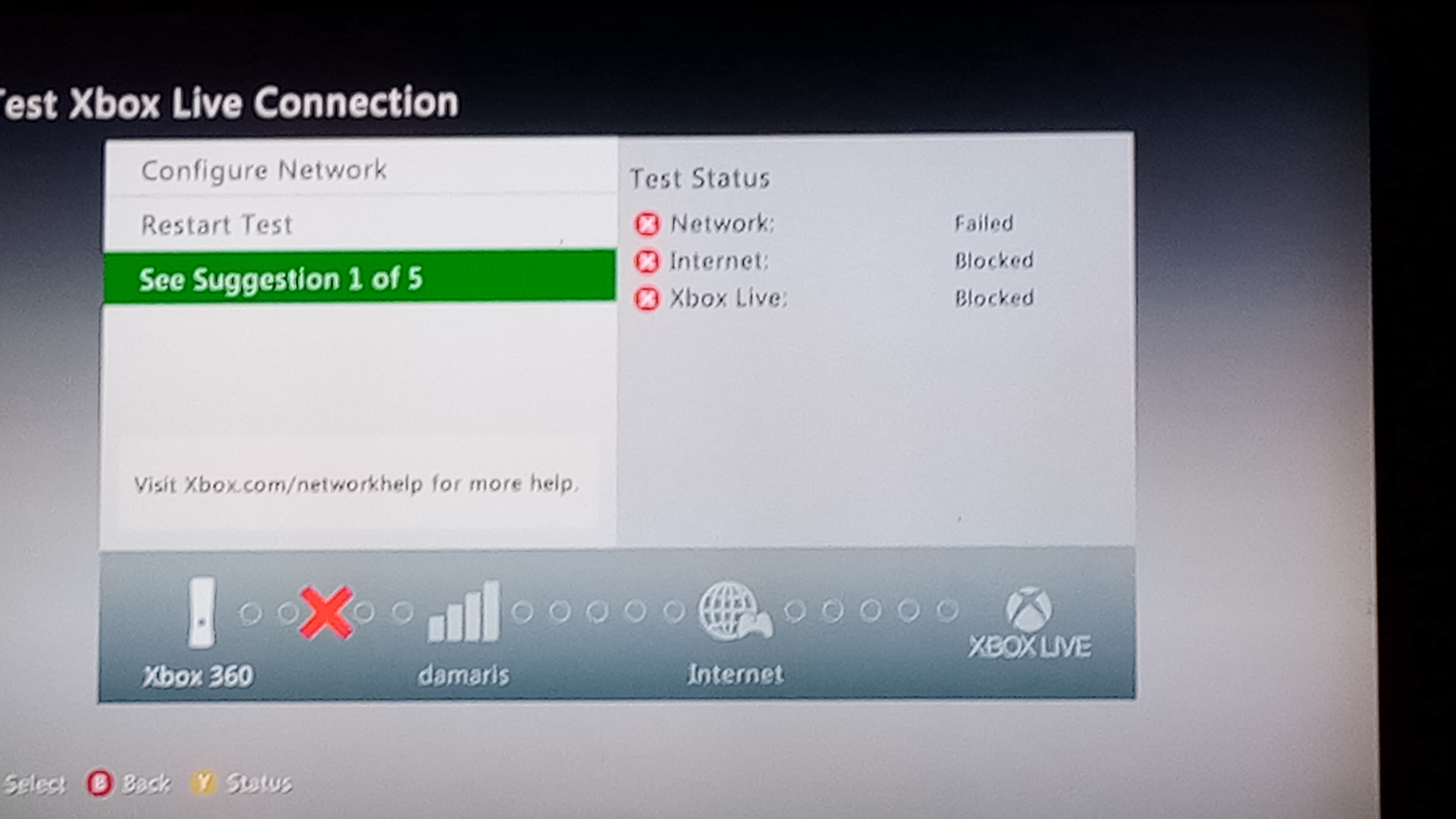 Xbox 360 S failed to connect to Network Internet blocked Xbox live blocked [​IMG]