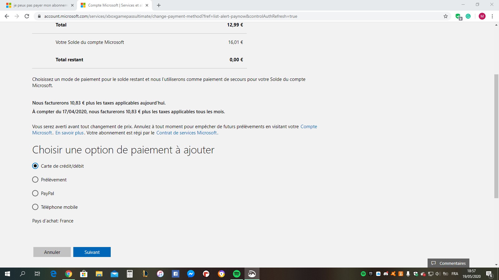 je peux pas payer mon abonnement xbox game pass ult[Translation-I can't pay my xbox game... [​IMG]