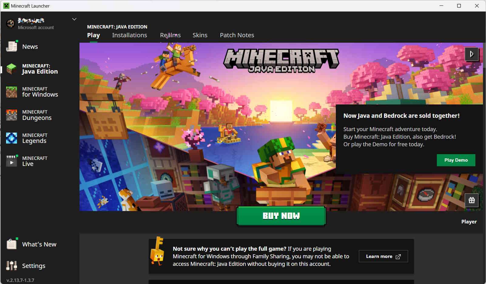 I bought Minecraft Deluxe, which includes Java and Bedrock, but the Java Launcher only... [​IMG]