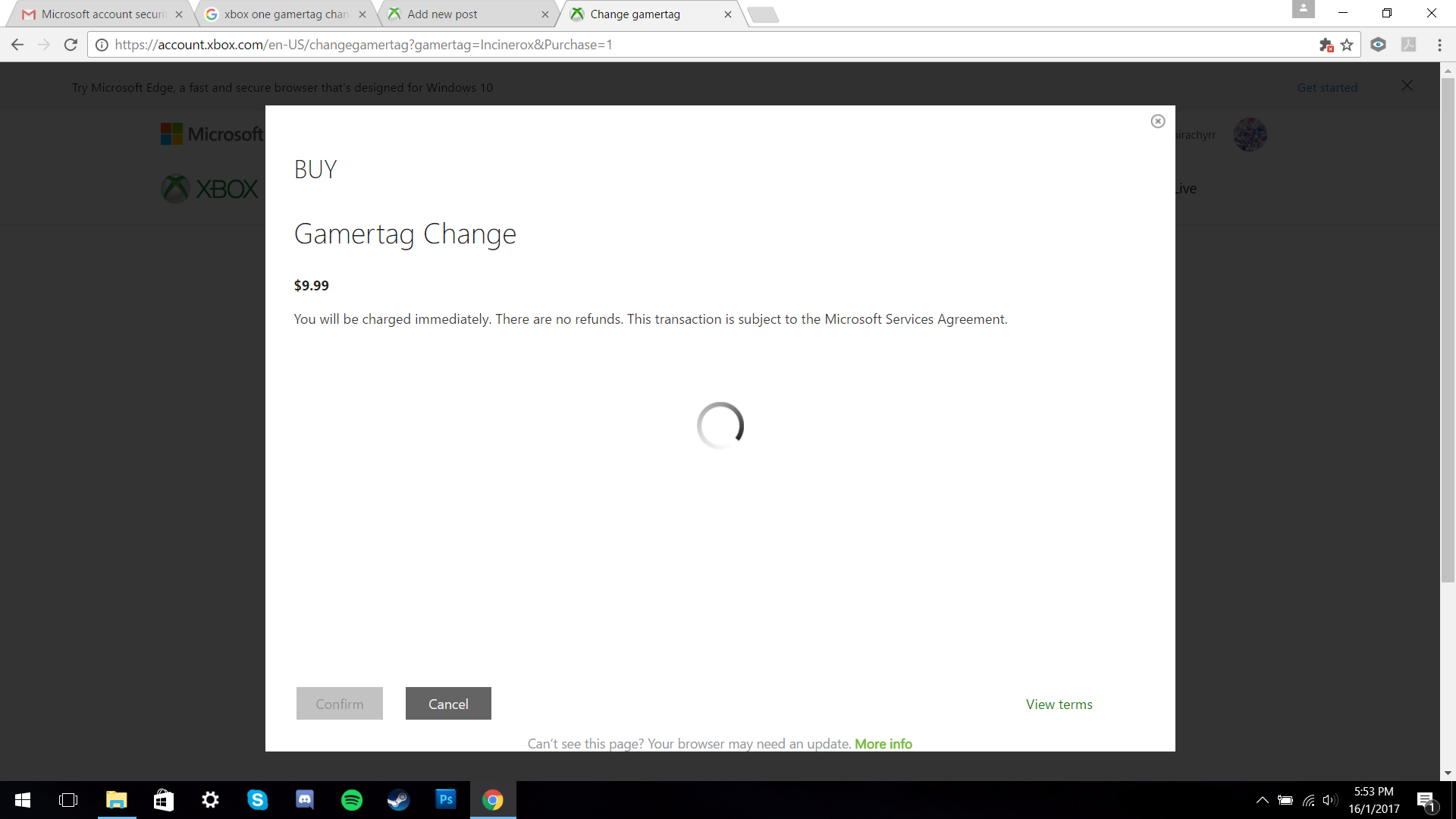 Windows 10 Gamertag Change page doesn't load properly. [​IMG]